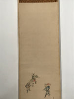 Japanese Hanging Scroll 3 People Dancing Folding Fan Matsuri Kakejiku Color KJ23