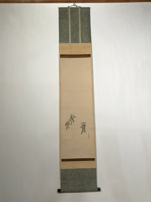 Japanese Hanging Scroll 3 People Dancing Folding Fan Matsuri Kakejiku Color KJ23