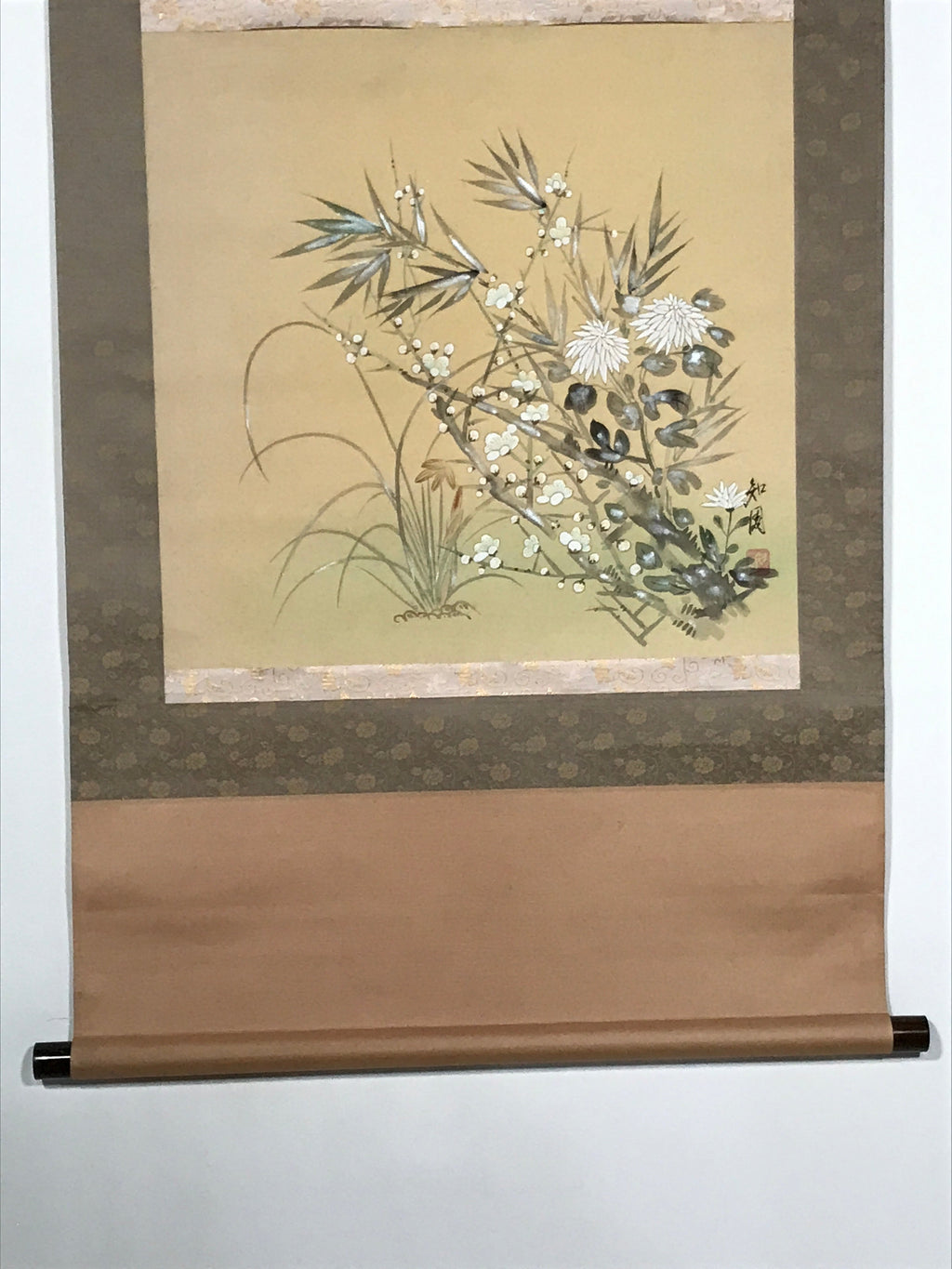 Japanese Hanging Scroll 4 Seasons Flowers Plum Chrysanthemum Kakejiku KJ19