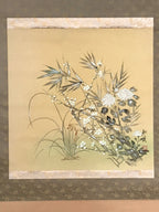 Japanese Hanging Scroll 4 Seasons Flowers Plum Chrysanthemum Kakejiku KJ19