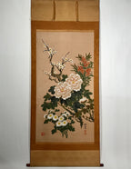 Japanese Hanging Scroll 4 Seasons Flowers Plum Crysanthemum Peony Kakejiku KJ12