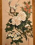 Japanese Hanging Scroll 4 Seasons Flowers Plum Crysanthemum Peony Kakejiku KJ12