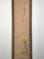 Japanese Hanging Scroll Autumn Chrysanthemum Poem Kakejiku Kakemono SC804