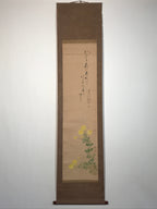 Japanese Hanging Scroll Autumn Chrysanthemum Poem Kakejiku Kakemono SC804