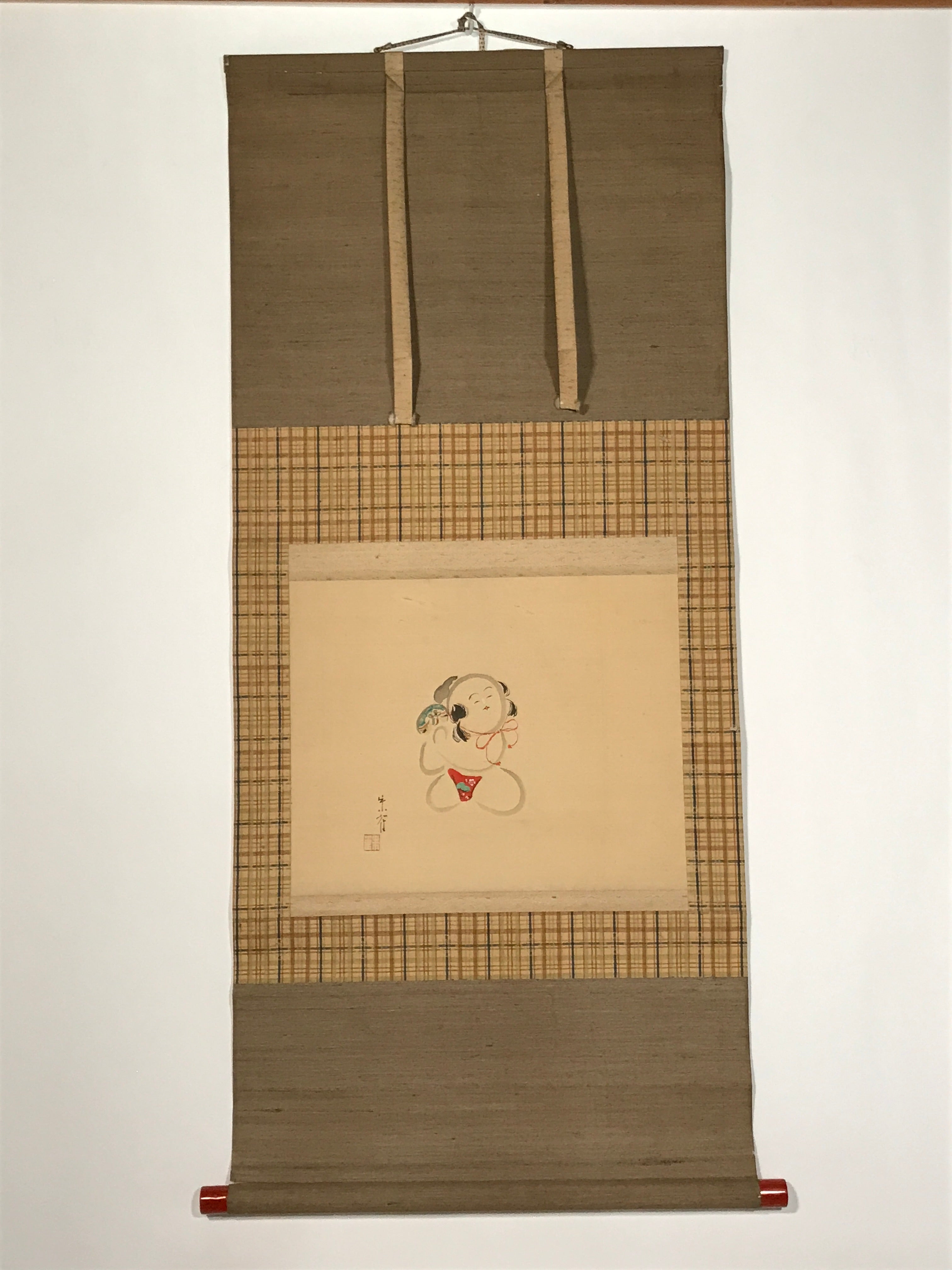 Japanese Hanging Scroll Big Baby Saga Doll Fundoshi Temari Kakejiku KJ26