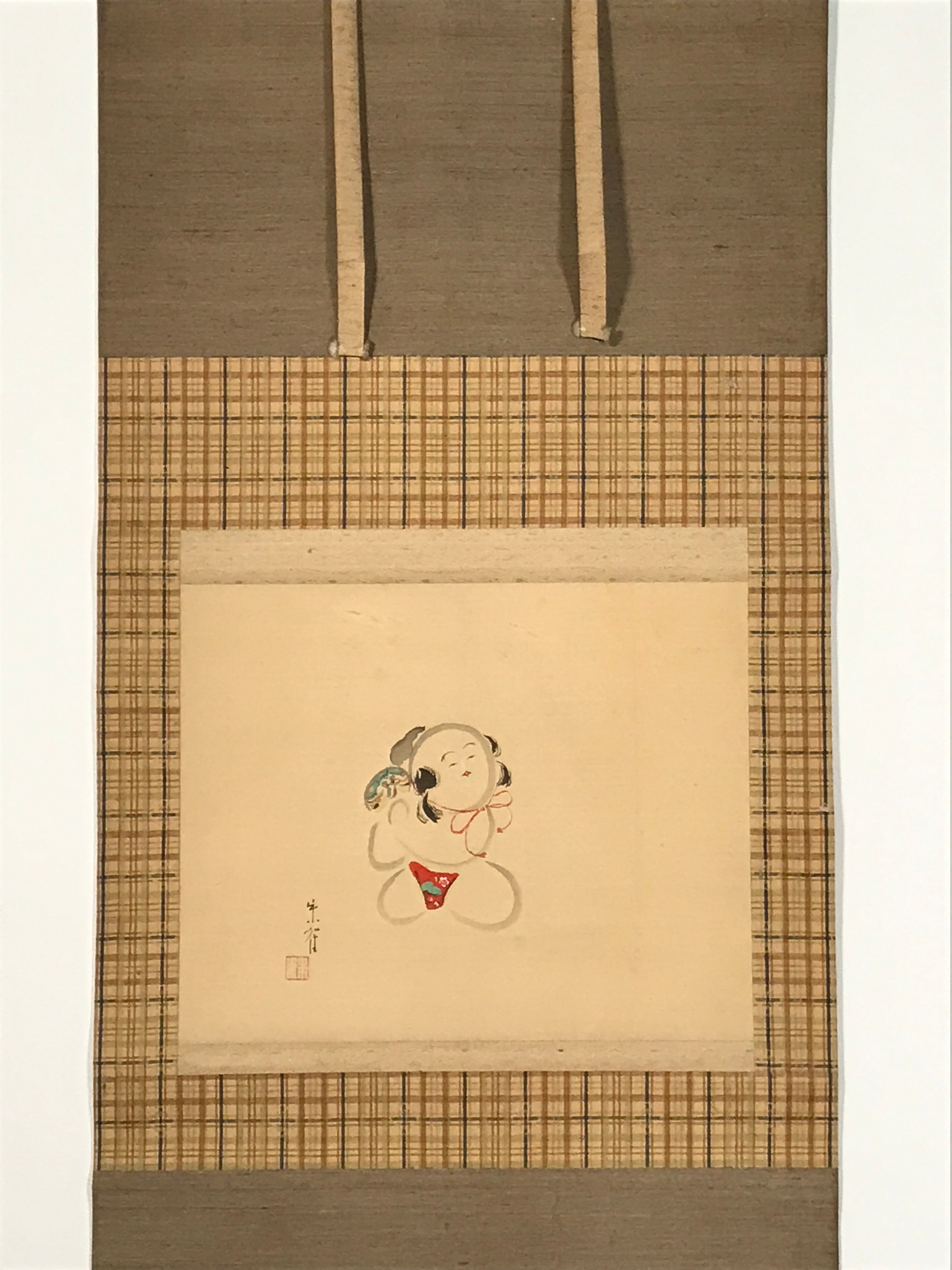 Japanese Hanging Scroll Big Baby Saga Doll Fundoshi Temari Kakejiku KJ26