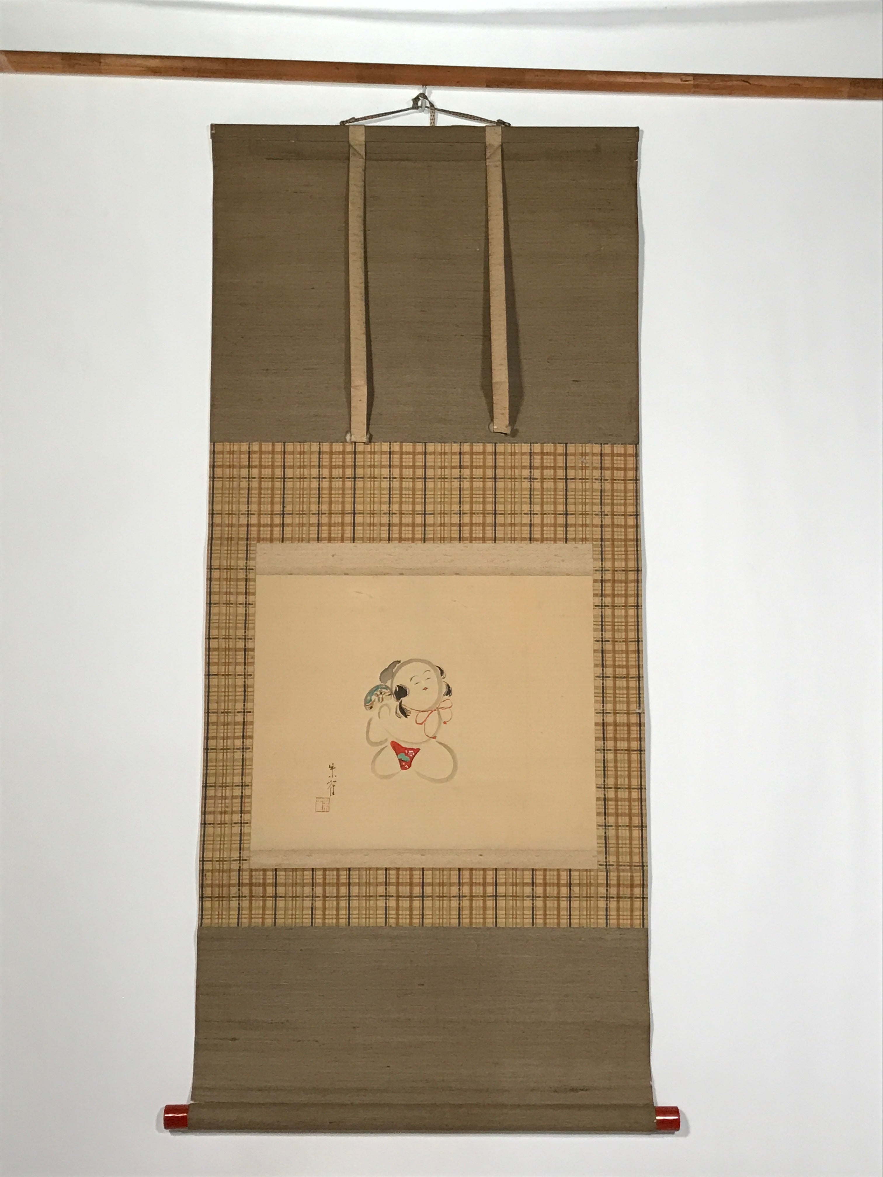 Japanese Hanging Scroll Big Baby Saga Doll Fundoshi Temari Kakejiku KJ26