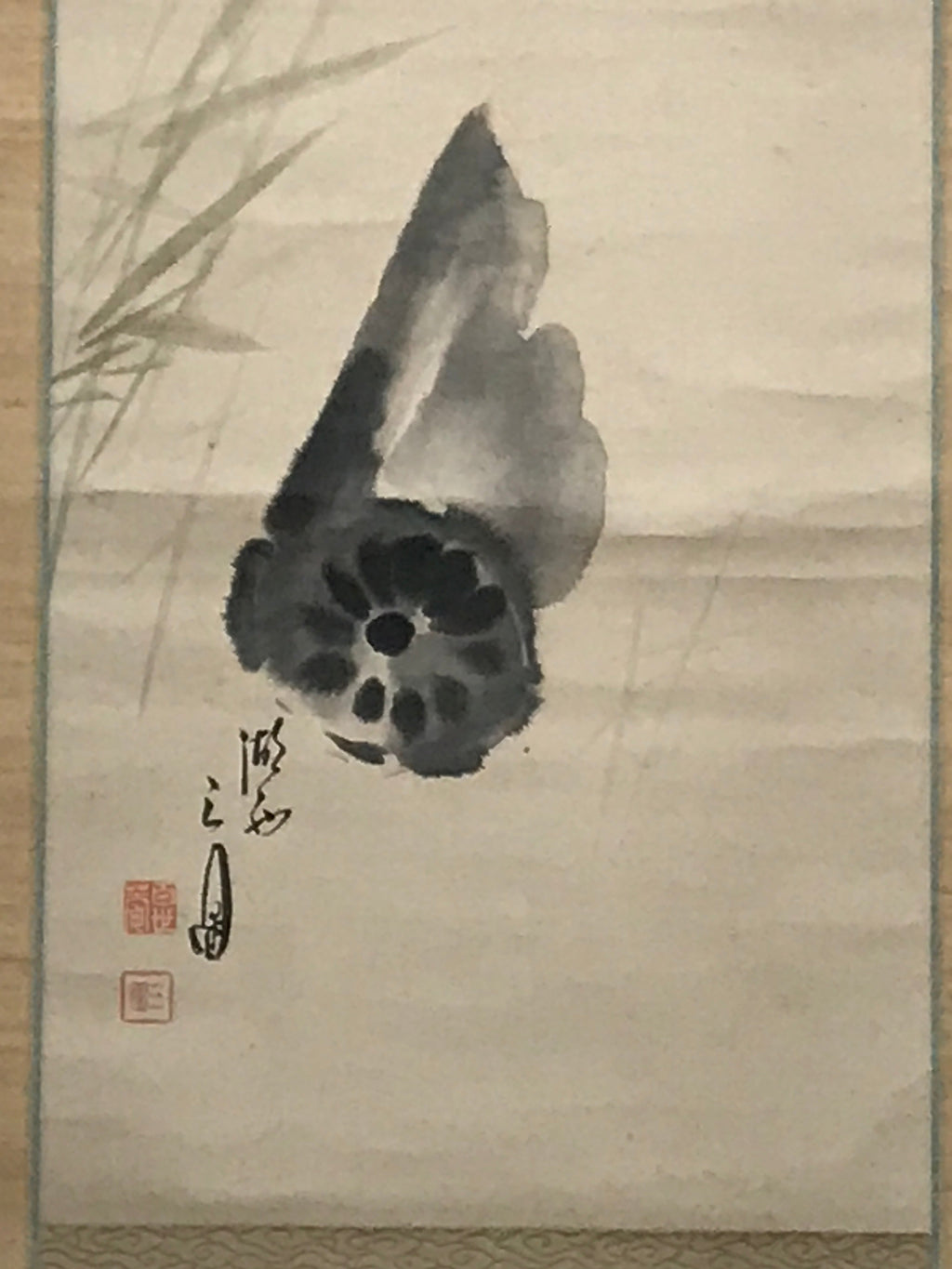 Japanese Hanging Scroll Calligraphy Lotus Root Drawing Kakejiku KJ2
