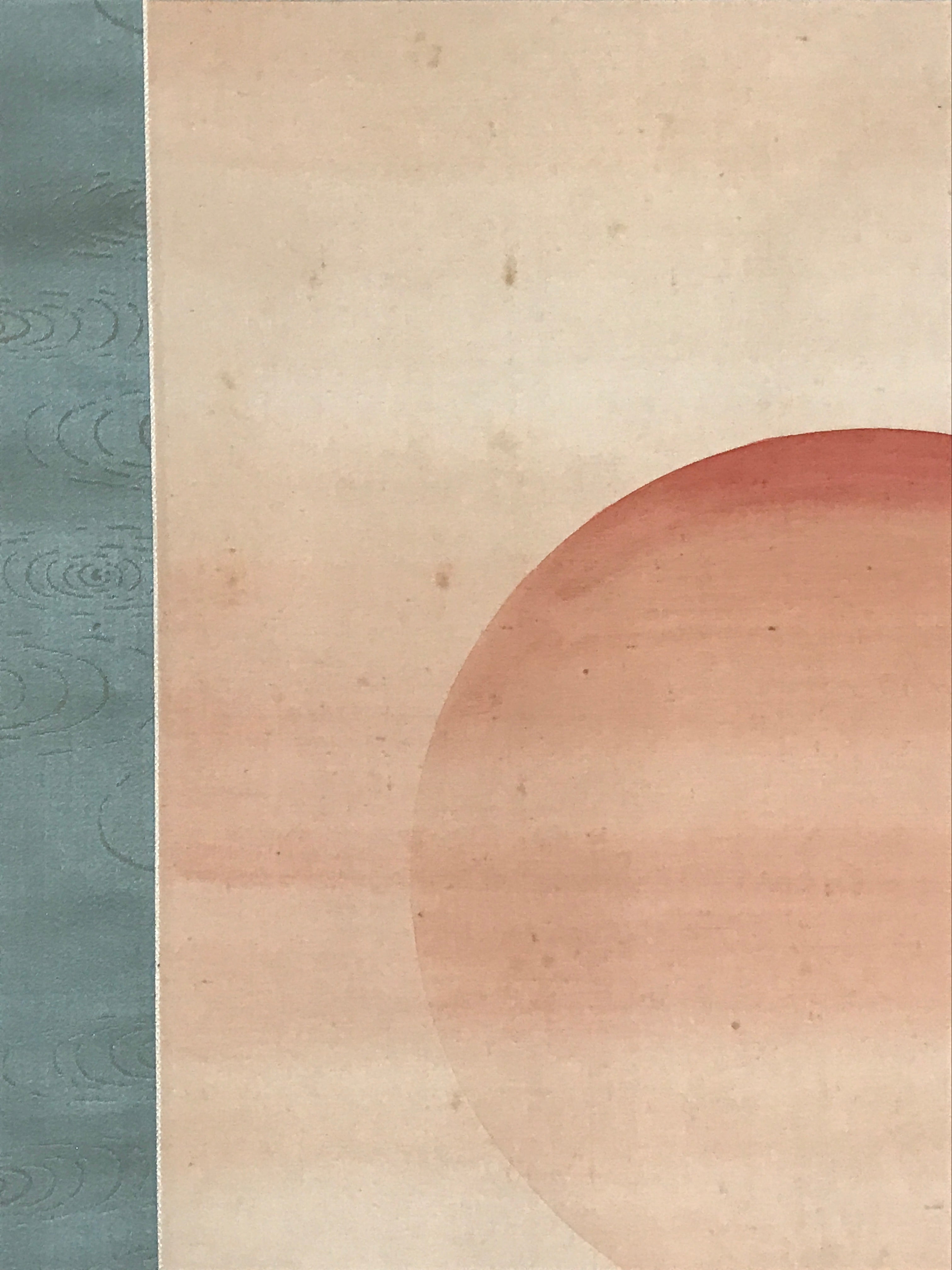 Japanese Hanging Scroll Flying Cranes Tsuru Red Sun Sea Kakejiku Color KJ24