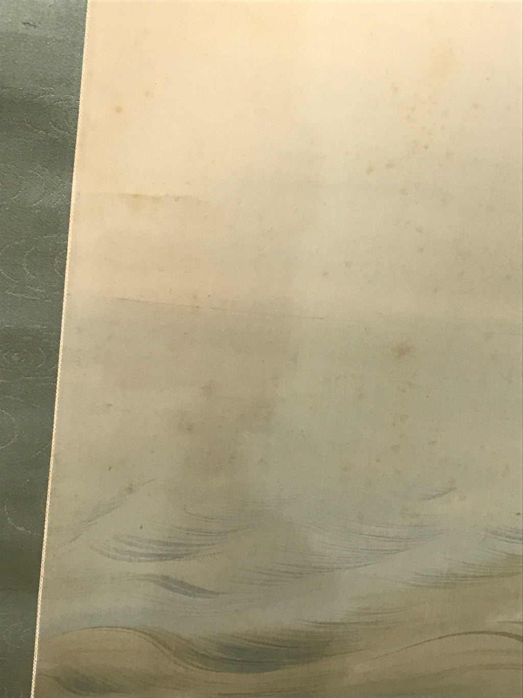 Japanese Hanging Scroll Flying Cranes Tsuru Red Sun Sea Kakejiku Color KJ24