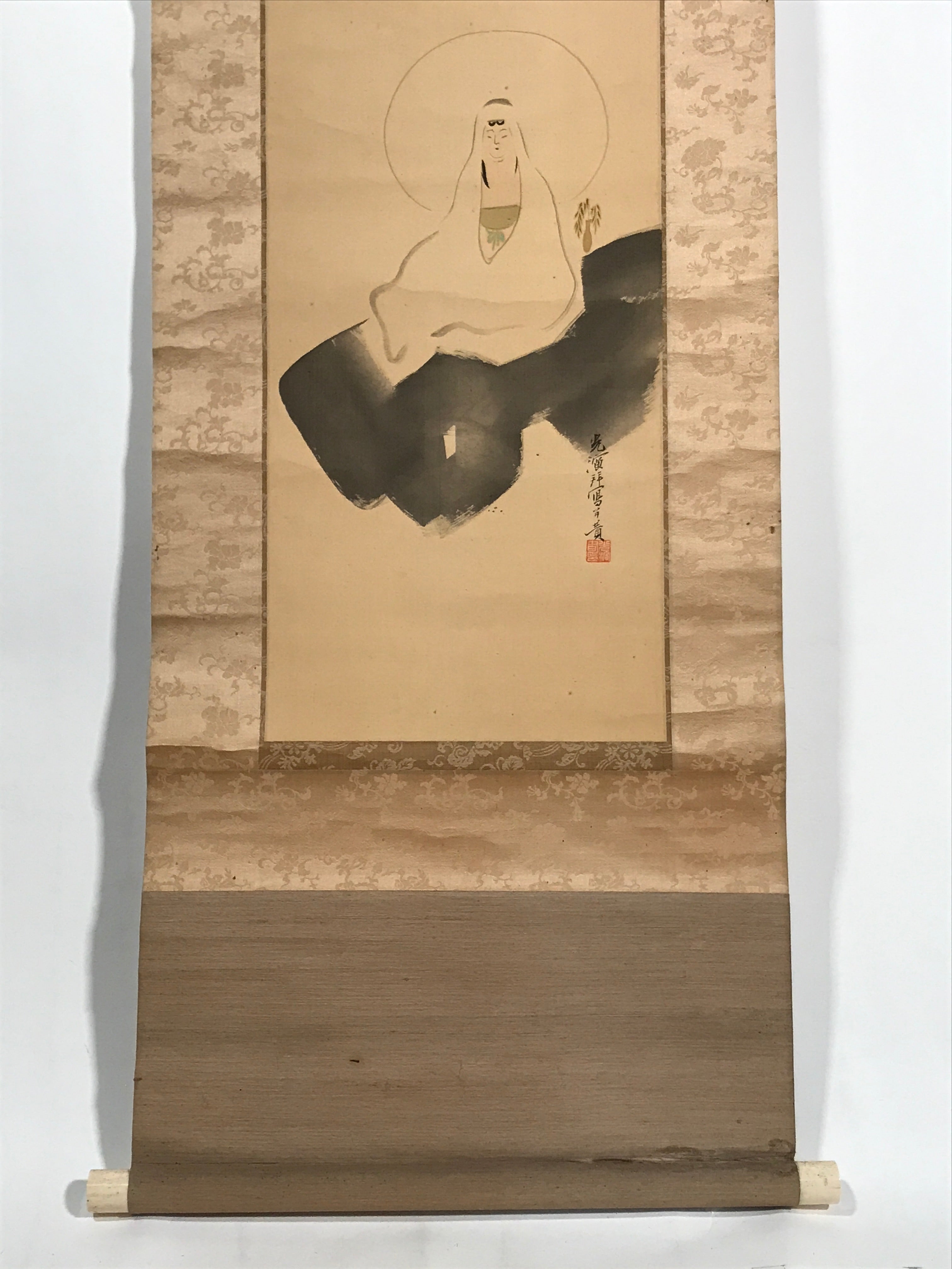Japanese Hanging Scroll Kakejiku Kannon Buddhist Otani Kouen Calligraphy KJ181