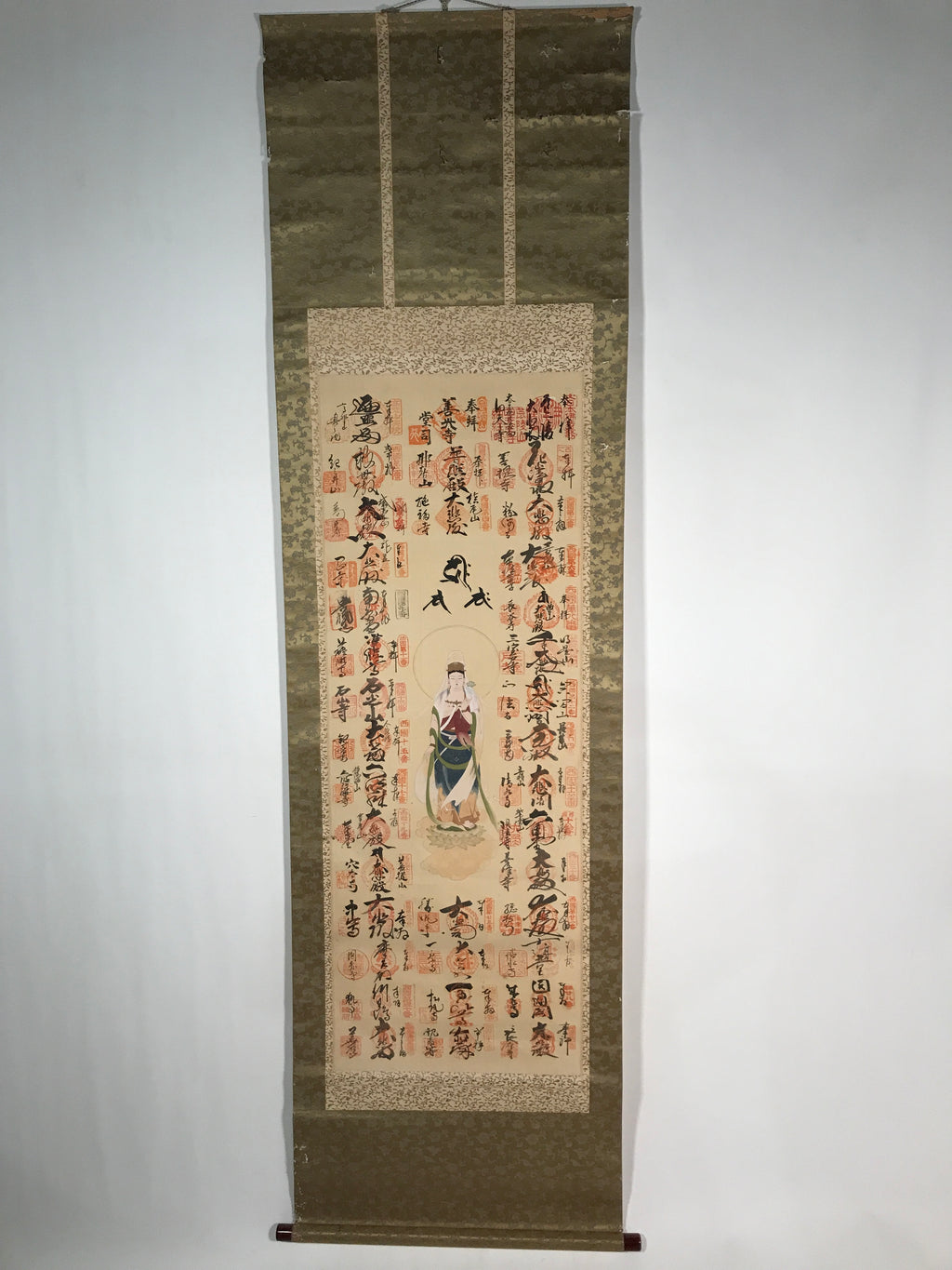 Japanese Hanging Scroll Kakejiku Saigoku 33 Sacred Places Goshuin Buddhist KJ56