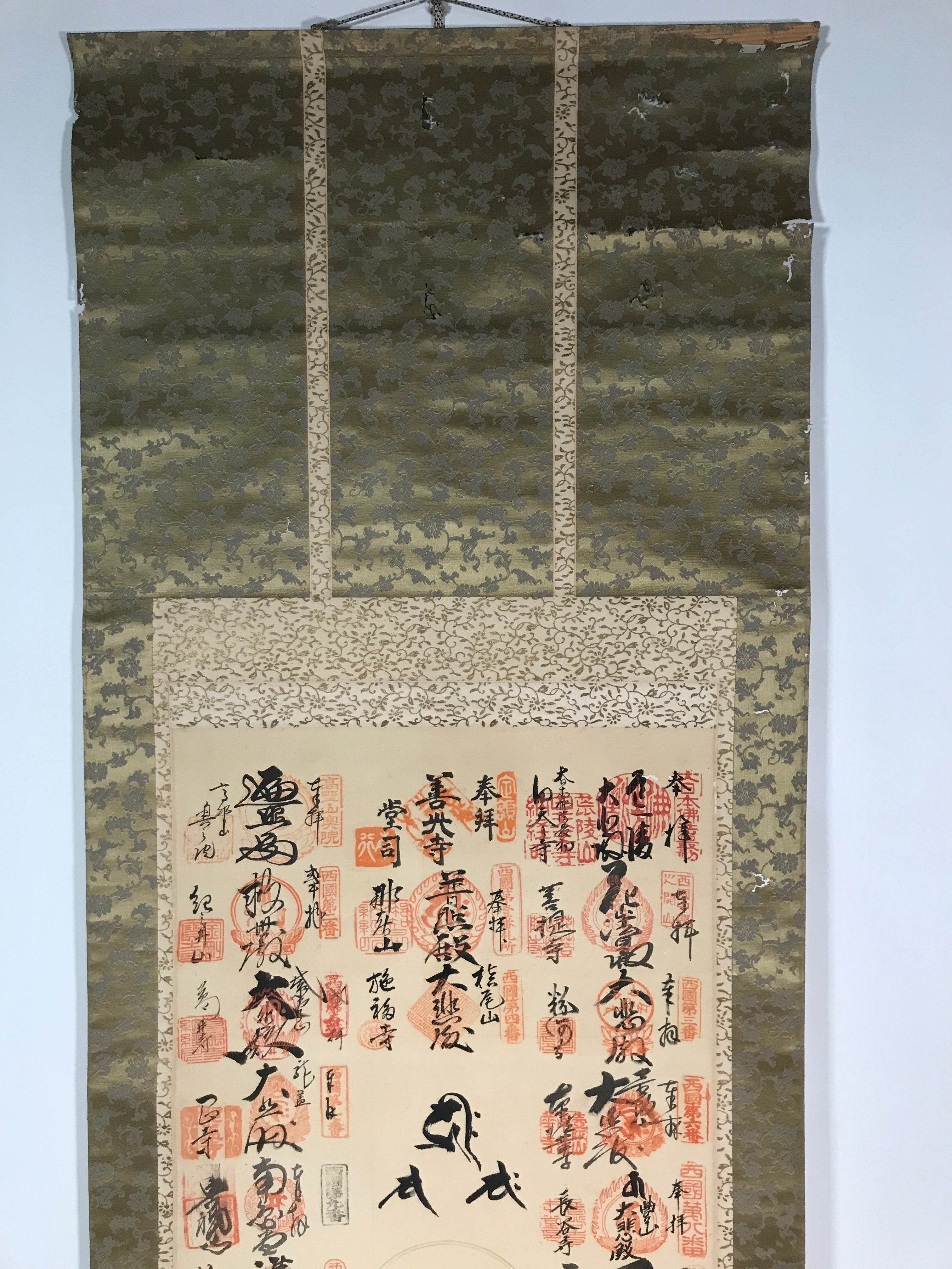 Japanese Hanging Scroll Kakejiku Saigoku 33 Sacred Places Goshuin Buddhist KJ56