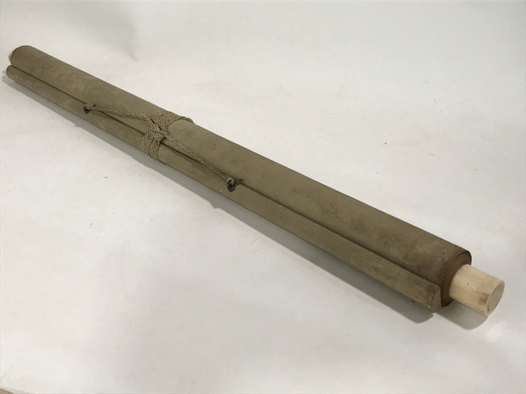 Japanese Hanging Scroll Kakejiku Vtg Bamboo Leaves Monochrome Black Ink KJ80