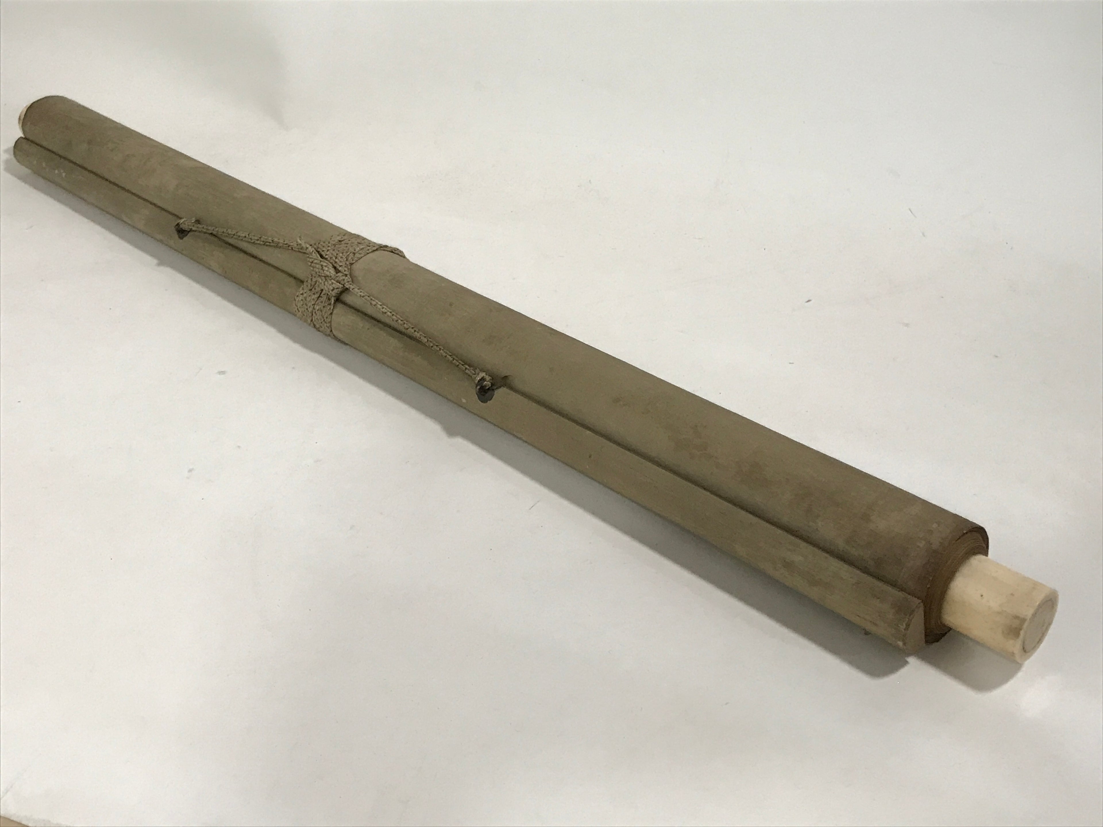 Japanese Hanging Scroll Kakejiku Vtg Bamboo Leaves Monochrome Black Ink KJ80