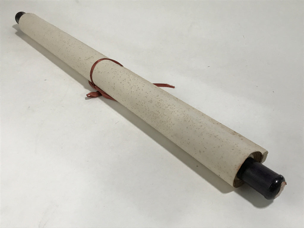 Japanese Hanging Scroll Kakejiku Vtg Bamboo Stem Leaves Mountain Black Ink KJ91
