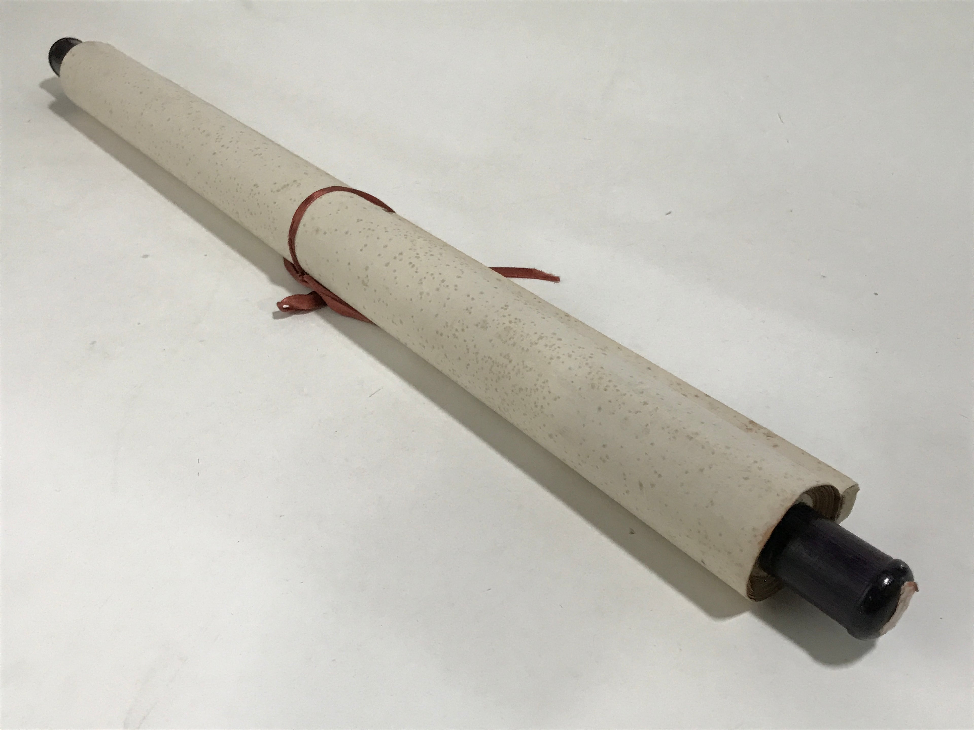 Japanese Hanging Scroll Kakejiku Vtg Bamboo Stem Leaves Mountain Black Ink KJ91