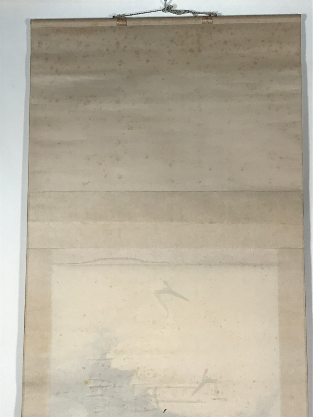 Japanese Hanging Scroll Kakejiku Vtg Bird Crane Tsuru Nest Tree Color KJ81