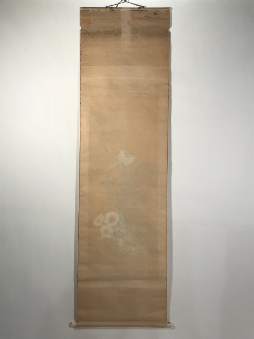 Japanese Hanging Scroll Kakejiku Vtg Blue Bird Pine Tree Camellia Flower KJ88