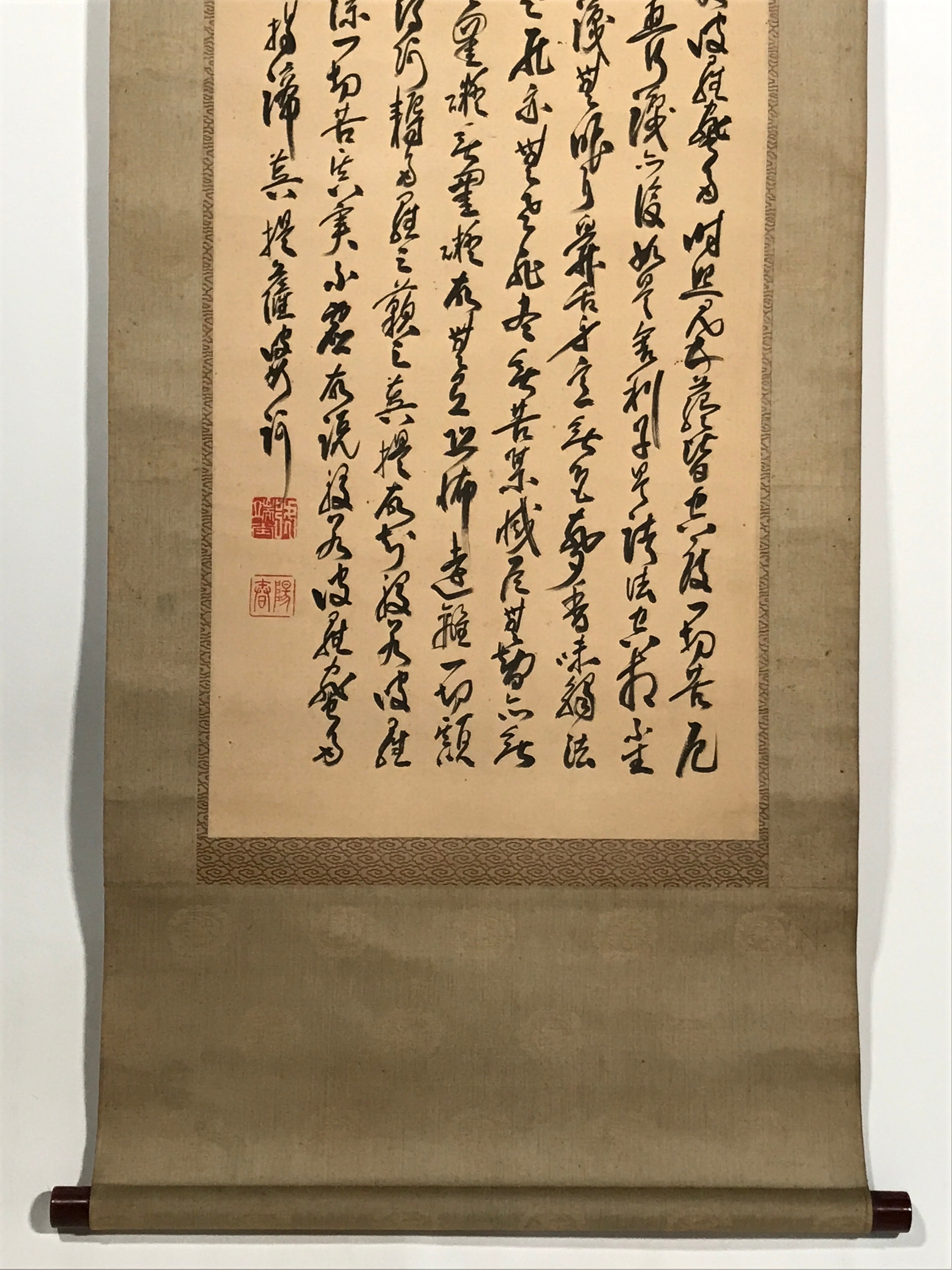 Japanese Hanging Scroll Kakejiku Vtg Calligraphy Poem Black Monochrome KJ180