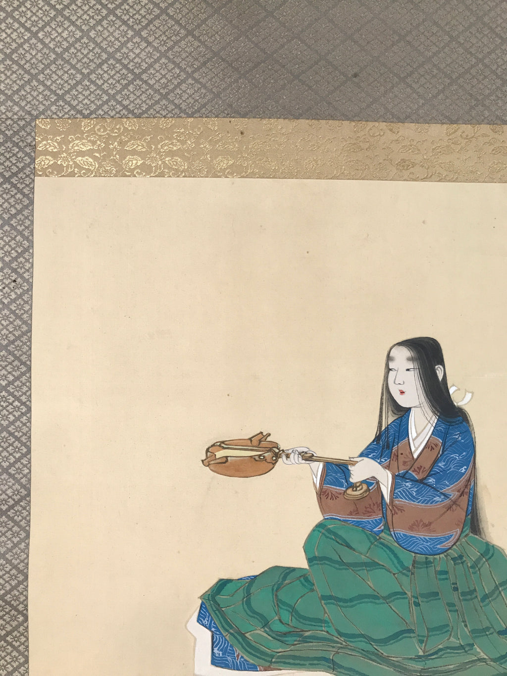 Japanese Hanging Scroll Kakejiku Vtg Court Noble Lady Kimono Color KJ131