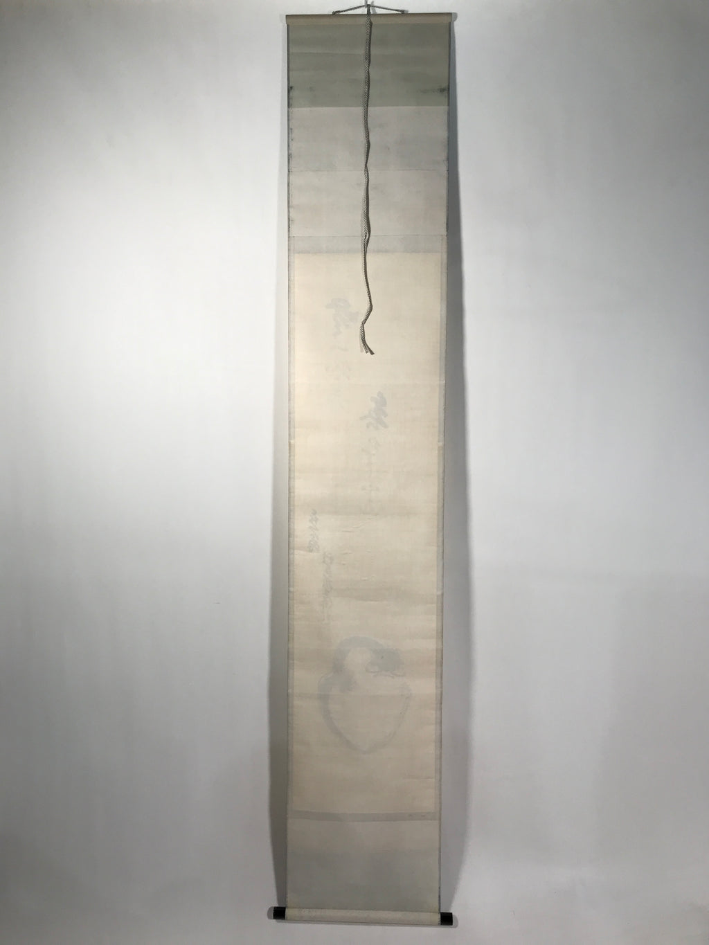 Japanese Hanging Scroll Kakejiku Vtg Daruma Buddhist Monk Abstract Black KJ85