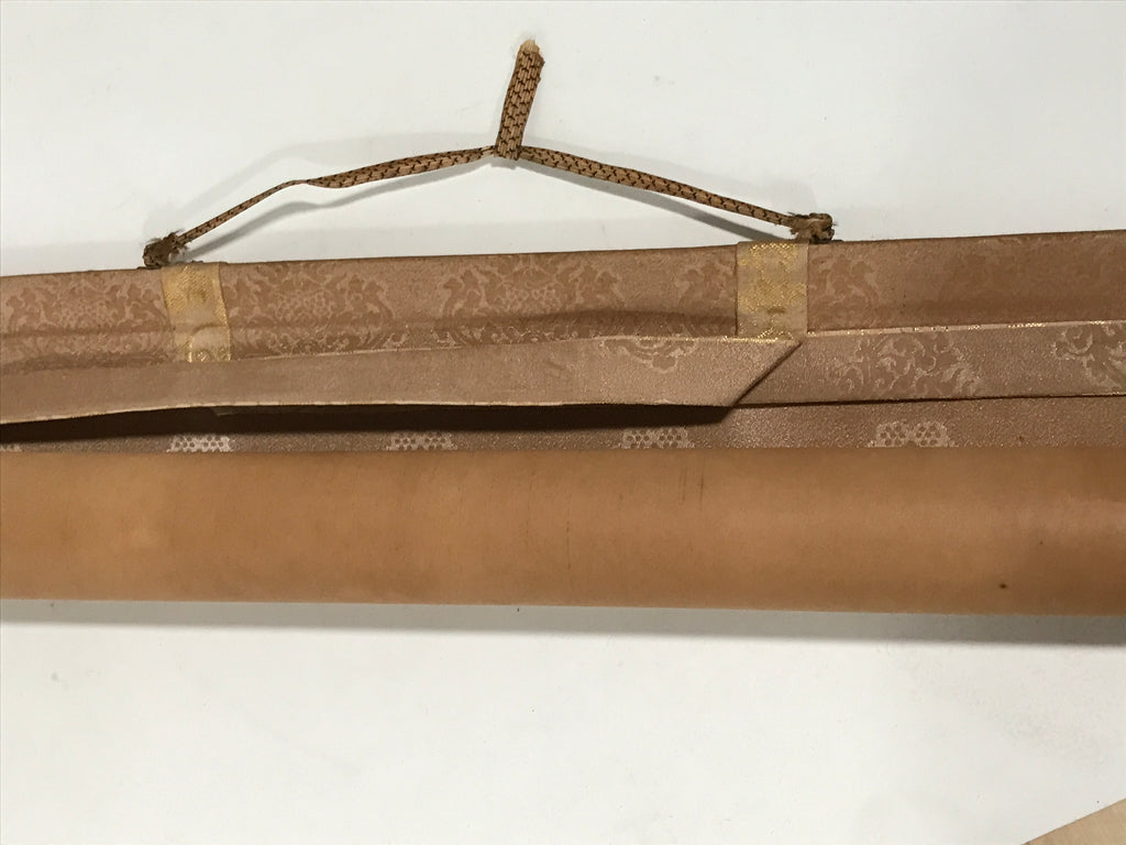 Japanese Hanging Scroll Kakejiku Vtg Fierce Tiger Bamboo Moon Ink Color KJ103