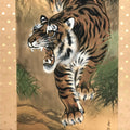 Japanese Hanging Scroll Kakejiku Vtg Fierce Tiger Orange Black Mountain Ink KJ90