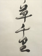 Japanese Hanging Scroll Kakejiku Vtg Haiku Poem Calligraphy Black Green KJ183
