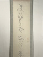 Japanese Hanging Scroll Kakejiku Vtg Haiku Poem Calligraphy Black Green KJ183