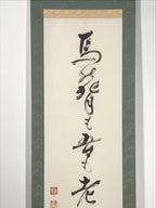 Japanese Hanging Scroll Kakejiku Vtg Haiku Poem Calligraphy Black Green KJ183