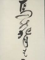 Japanese Hanging Scroll Kakejiku Vtg Haiku Poem Calligraphy Black Green KJ183
