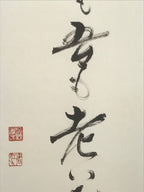 Japanese Hanging Scroll Kakejiku Vtg Haiku Poem Calligraphy Black Green KJ183