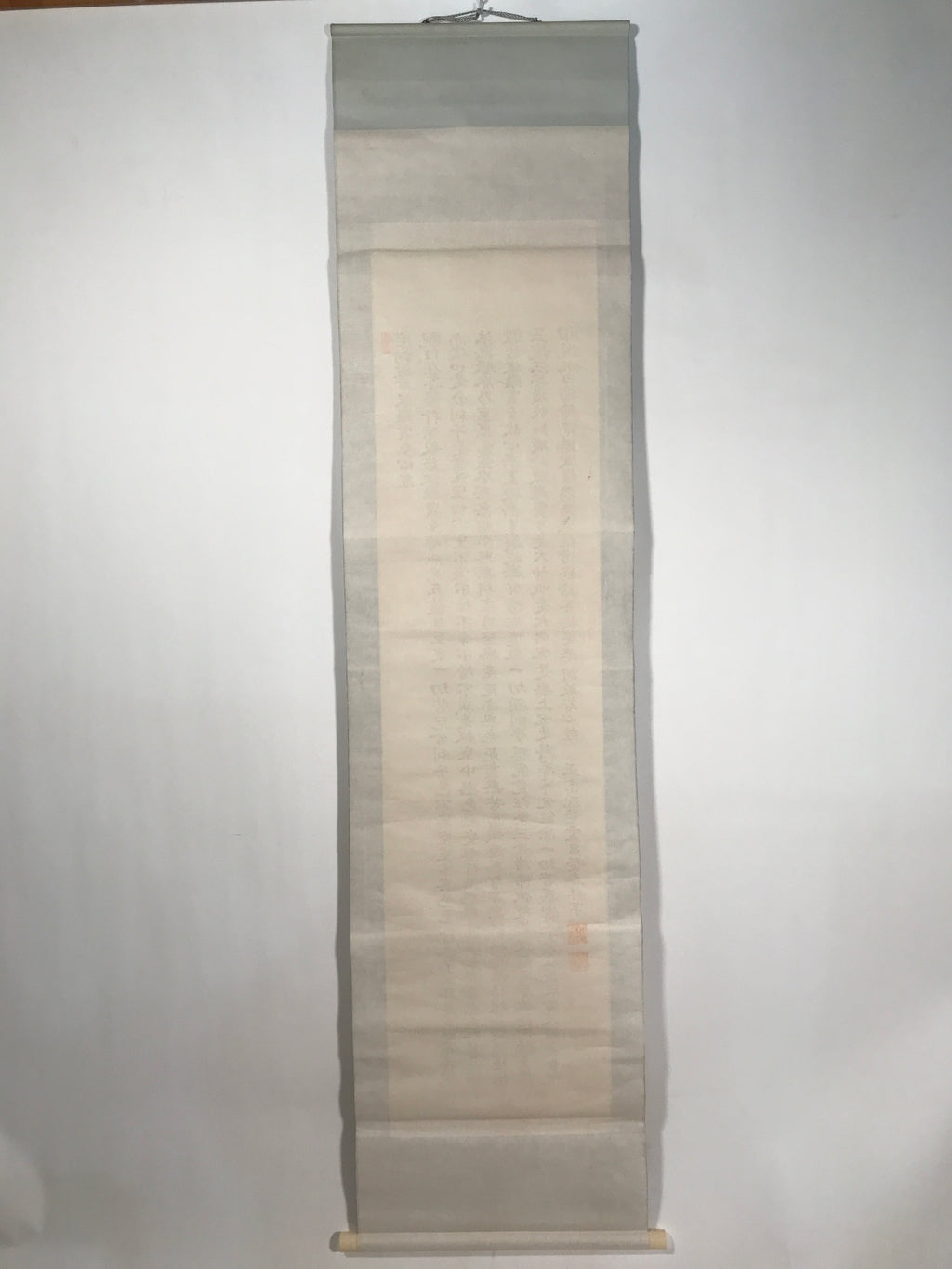 Japanese Hanging Scroll Kakejiku Vtg Heart Sutra Calligraphy Buddhist KJ182