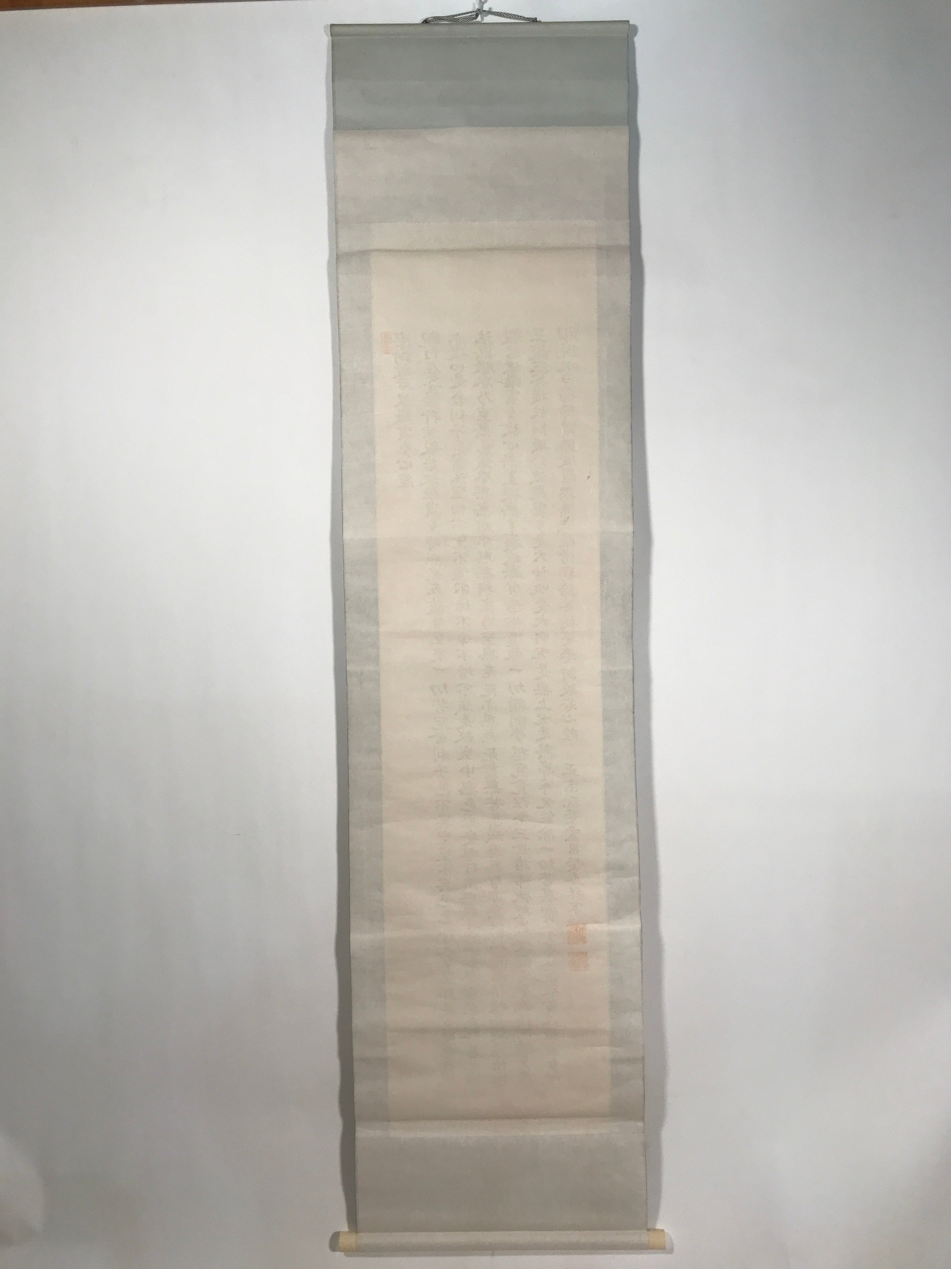 Japanese Hanging Scroll Kakejiku Vtg Heart Sutra Calligraphy Buddhist KJ182