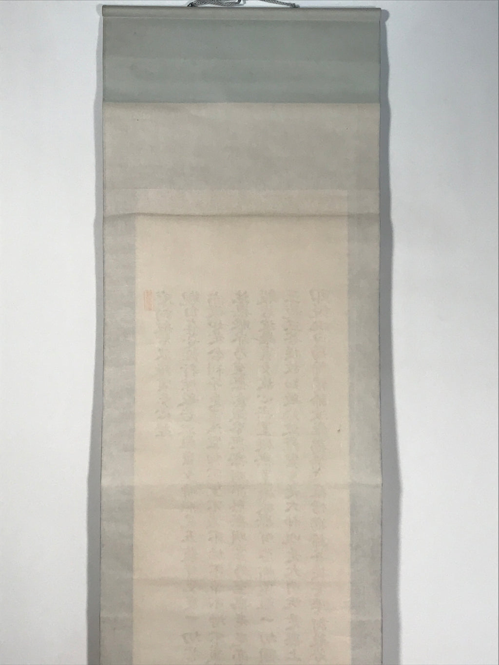 Japanese Hanging Scroll Kakejiku Vtg Heart Sutra Calligraphy Buddhist KJ182