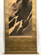 Japanese Hanging Scroll Kakejiku Vtg Landscape Mountain Rising Sun Color KJ171