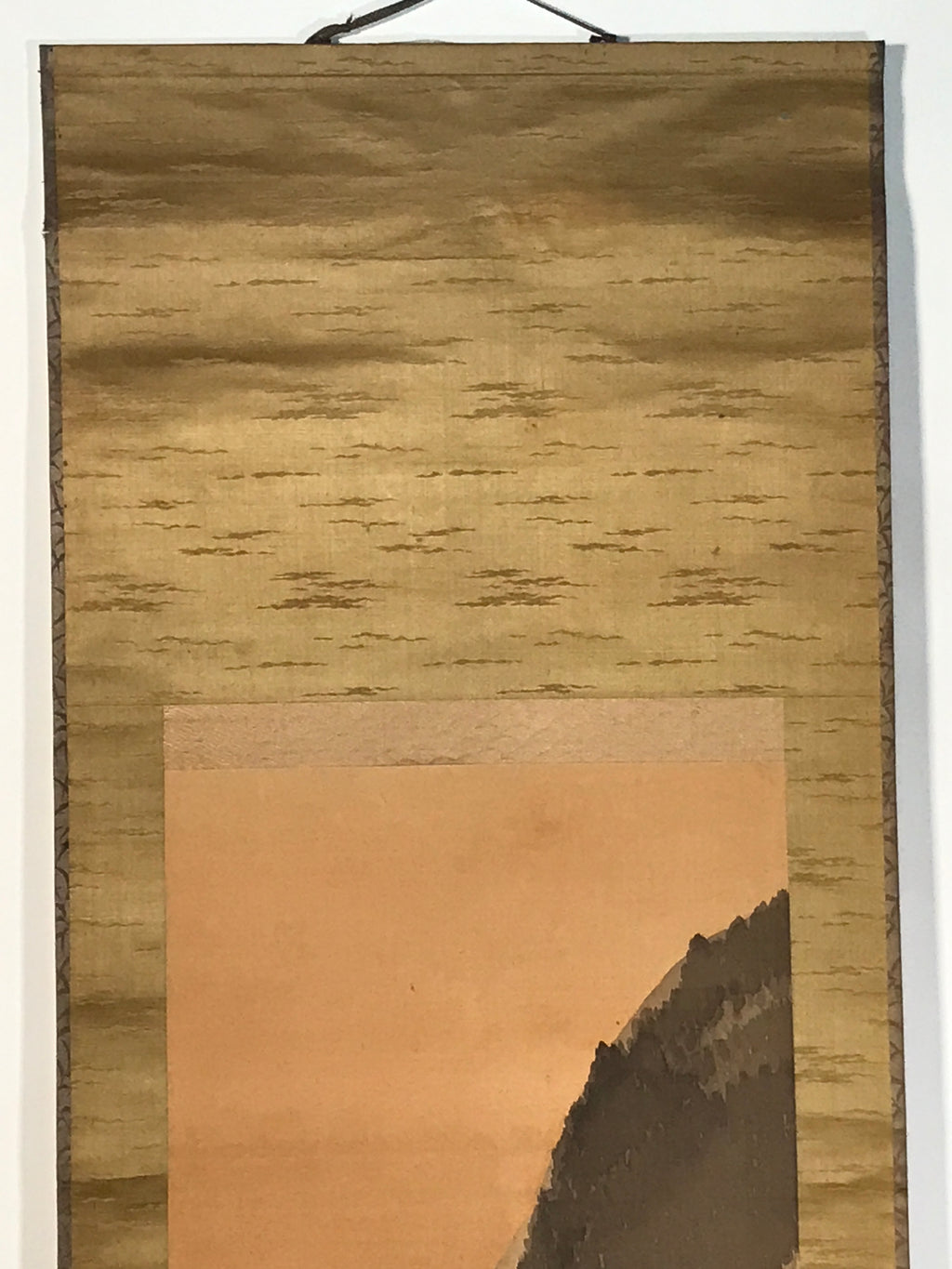 Japanese Hanging Scroll Kakejiku Vtg Landscape Mountain Rising Sun Color KJ171