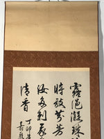 Japanese Hanging Scroll Kakejiku Vtg Maikai Rose Flowers Pink Red Poem Ink KJ92