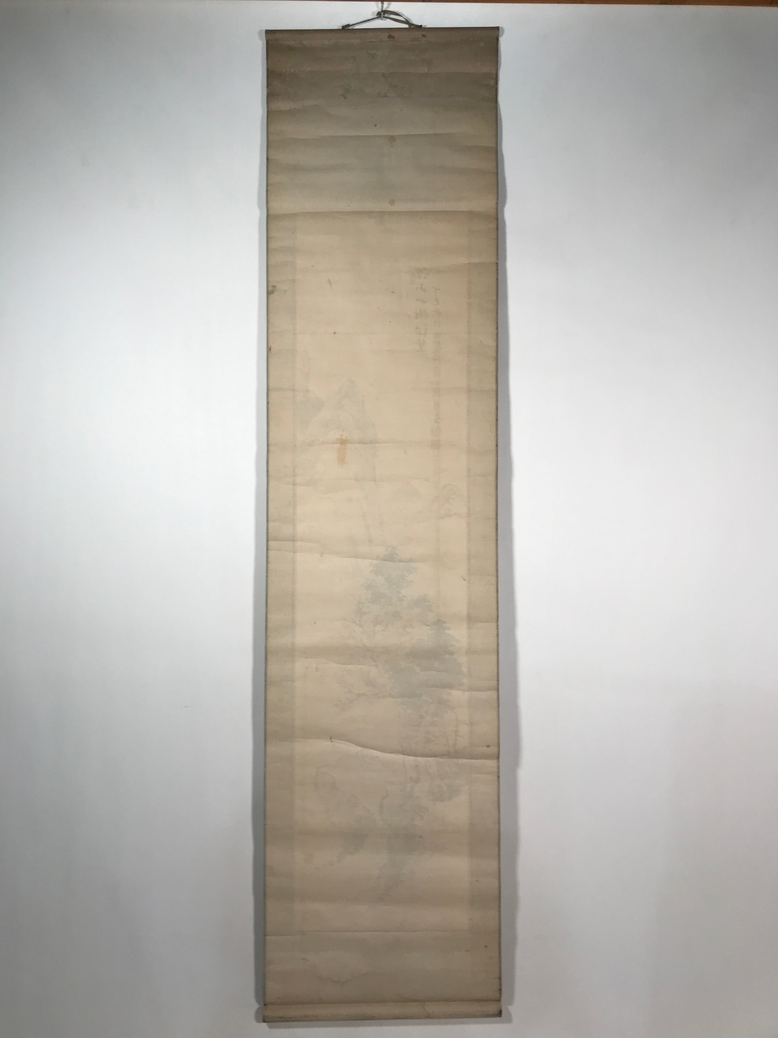 Japanese Hanging Scroll Kakejiku Vtg Mountain Momiji Landscape Color Red KJ84