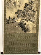 Japanese Hanging Scroll Kakejiku Vtg Mountain River Birds Black Monochrome KJ168