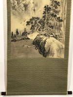 Japanese Hanging Scroll Kakejiku Vtg Mountain River Birds Black Monochrome KJ168