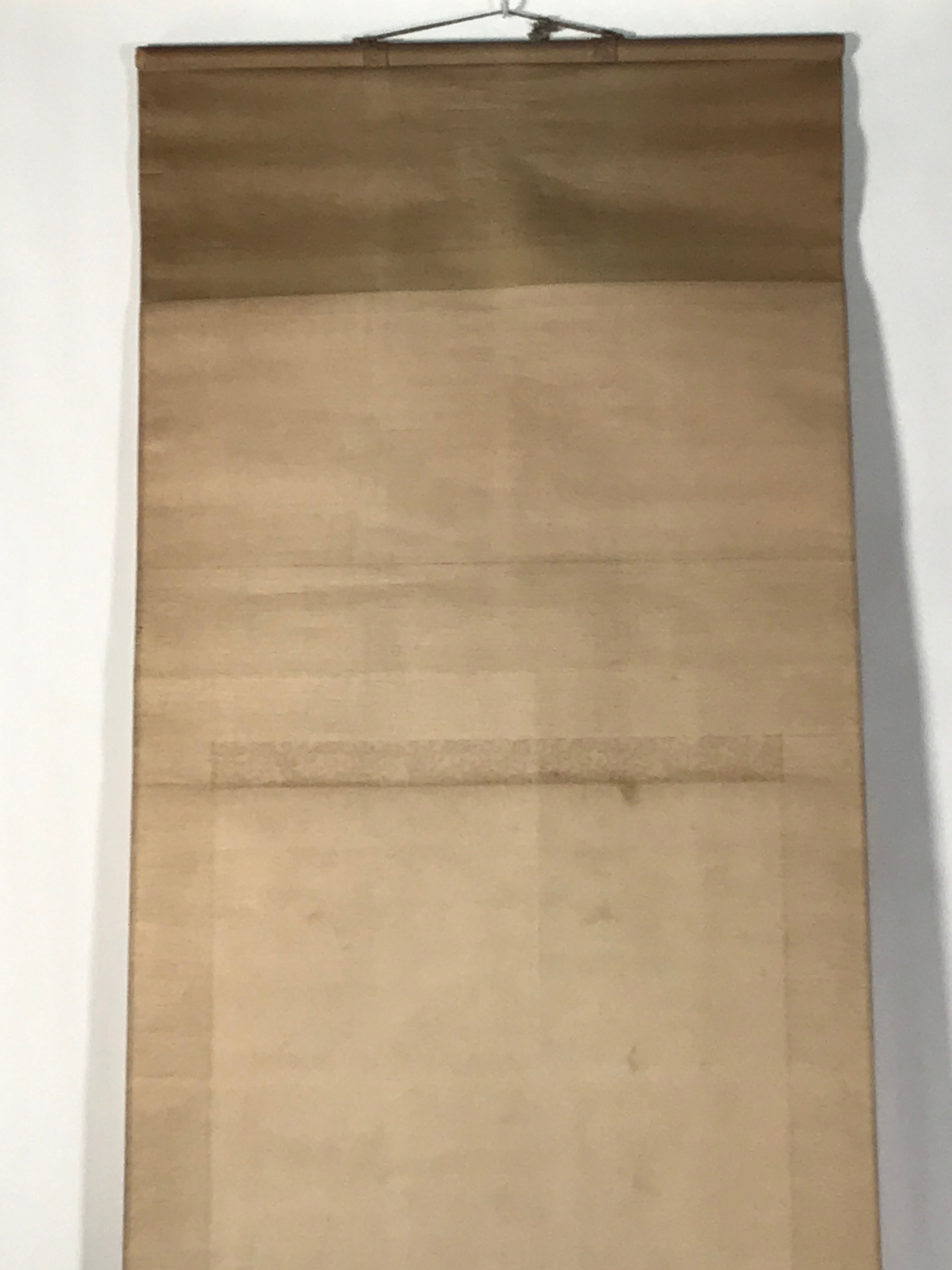 Japanese Hanging Scroll Kakejiku Vtg Plum Blossom Sparrow Bird Color Ink KJ97