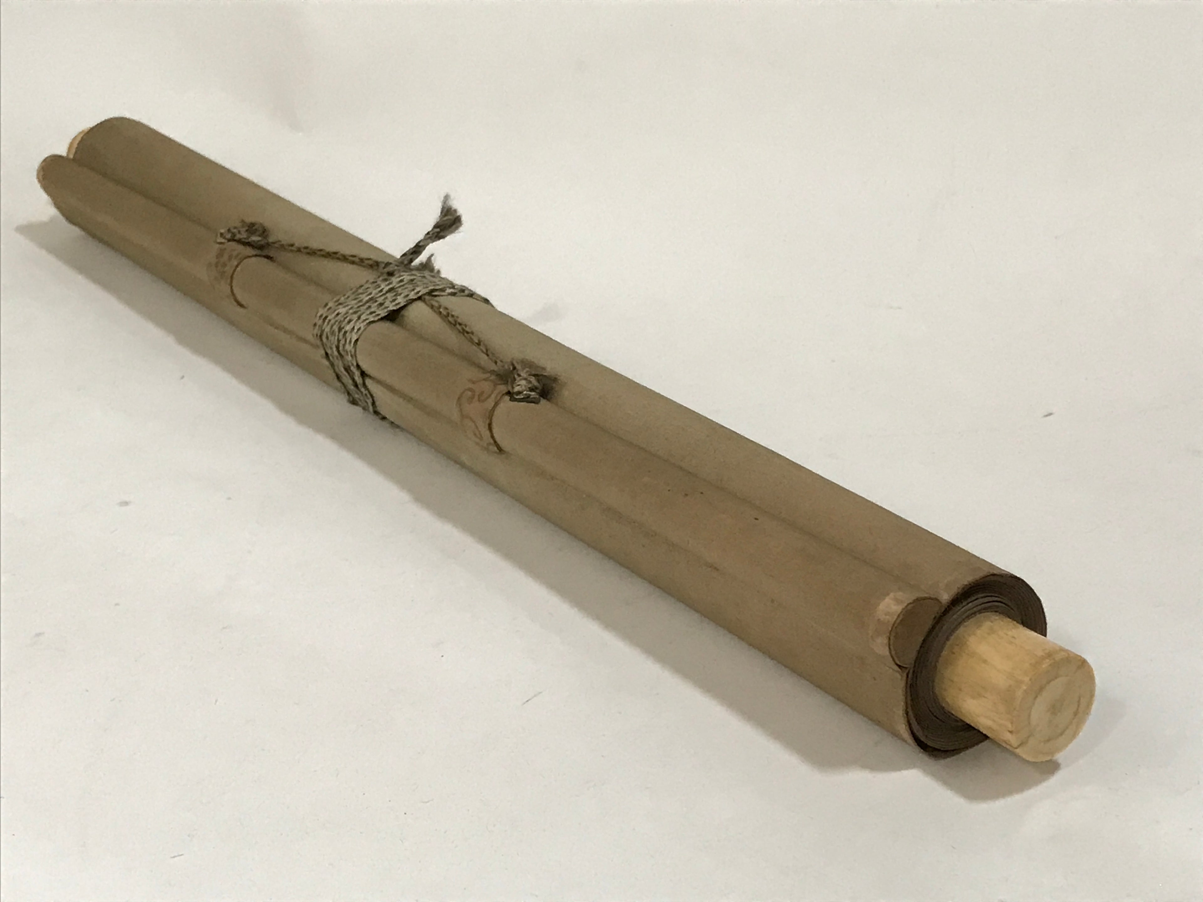 Japanese Hanging Scroll Kakejiku Vtg Plum Blossom Sparrow Bird Color Ink KJ97