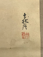 Japanese Hanging Scroll Kakejiku Vtg Plum Blossom Sparrow Bird Color Ink KJ97