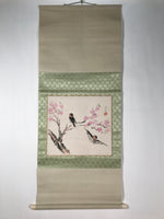 Japanese Hanging Scroll Kakejiku Vtg Plum Flower Bird Swallow Spring Color KJ122