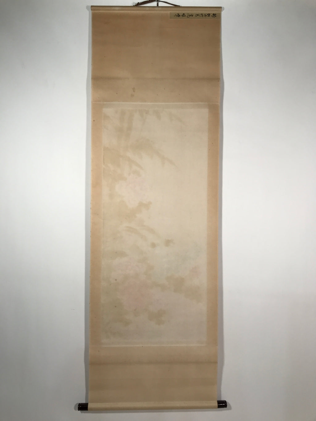 Japanese Hanging Scroll Kakejiku Vtg Plum Peony Flowers Bird Kacho Color KJ78