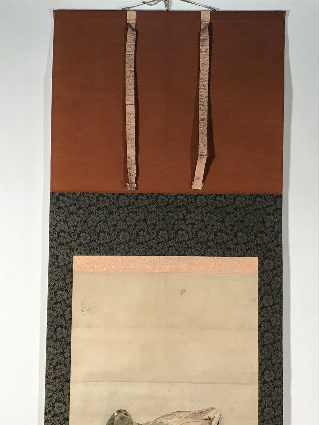 Japanese Hanging Scroll Kakejiku Vtg River Ducks Birds Nature Color KJ123