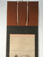 Japanese Hanging Scroll Kakejiku Vtg River Ducks Birds Nature Color KJ123