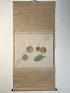 Japanese Hanging Scroll Kakejiku Vtg Still Life Fruits Pear Grapes Color KJ167